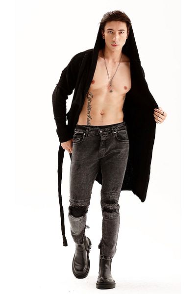 THIMOON Men's Skinny Fit Ripped Skinny Leg Jeans Trousers