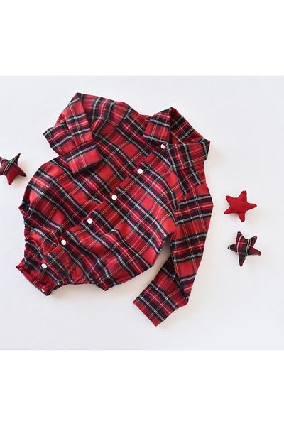 Little Ya Ya Love Baby Boy Plaid Pattern New Year Shirt