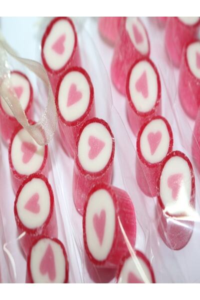 ŞEKERCİYAŞAR Pembe Kalp Parmak Lolly 12 Adet