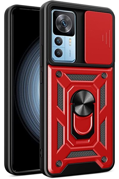 Fibaks Xiaomi Mi 12t Kılıf Kamera Korumalı Sürgülü Yüzüklü Armor Military Tank
