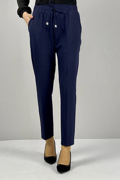 TESETTÜRÜ ALA STORE Women's Elastic Waist Ankle Length Carrot Cut Trousers