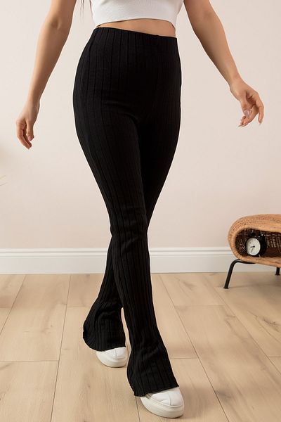 PULLIMM Esp031 Model Ribbed Wide Leg Leggings