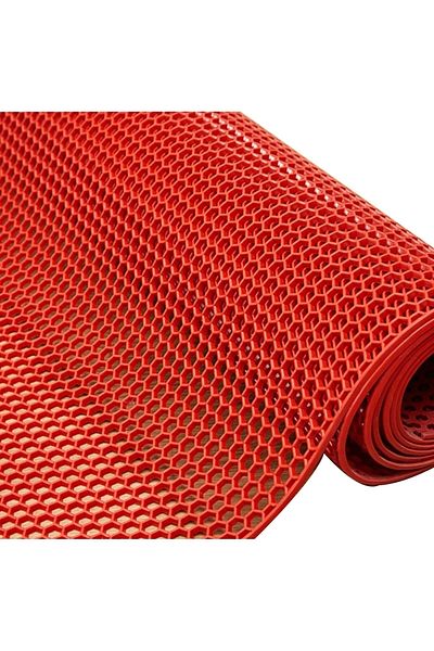 KARMAŞIK PASPAS Non-Slip PVC Mat Z Mat Honey Honeycomb Inside - Outside All Wet Floor (red)