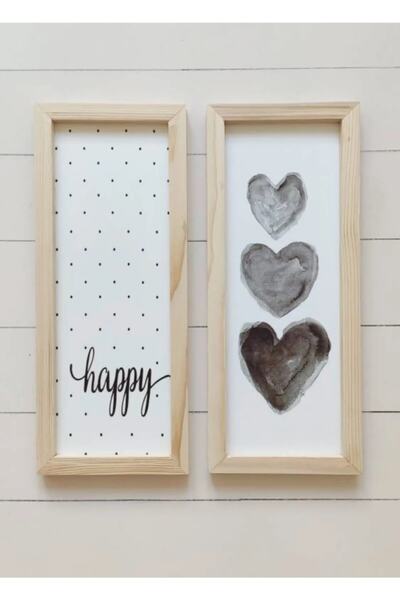 NT Handmade Üçlü Kalp Ve Benekli Happy Oturma Odası - Salon - Mutfak Gerçek A...