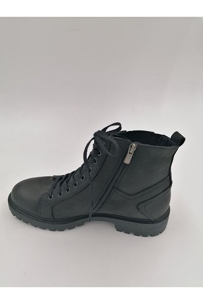 SOLMAZ 95609 Μαύρες μπότες Nubuck από γνήσιο δέρμα