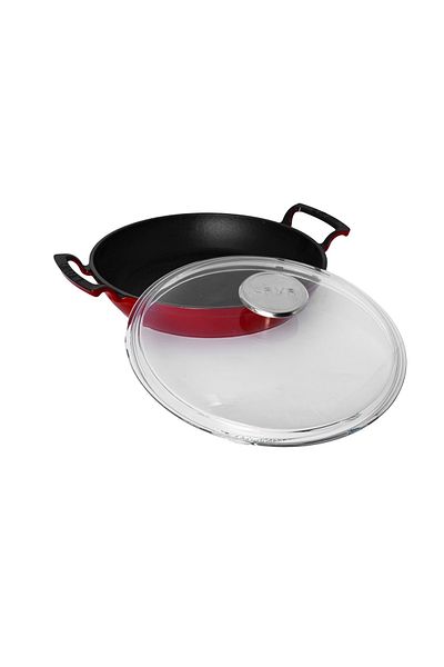 Lava Cast Iron Pan Saucepan 24 Cm Red Color with Glass Lid