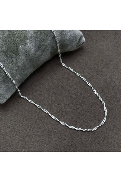 fullcontrol Unisex Silver Color Singapore Chain Necklace 45 Cm