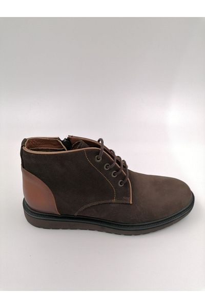SOLMAZ Μπότες από γνήσιο δέρμα Nubuck καφέ 1815