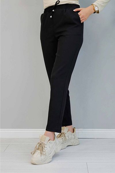 İmajButik Černé elastické kalhoty v pase ke kotníkům