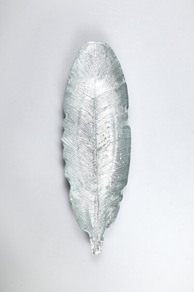 HERITAGE Silver Plated Feather Decorative Glass Serving Plate 25x9 Cm