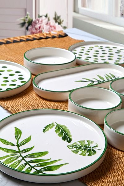 Vienev Art Botanik 14 Piece Stackable Breakfast Set for 6 People - Luxury Breakfast Presentation Set Plate
