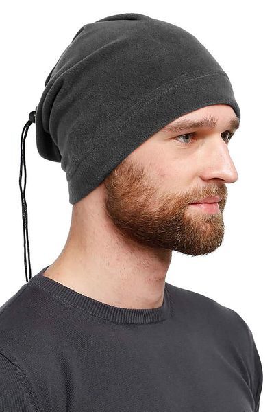 lovebox Men's Gray Fleece Beanie Fleece Neck Collar with Two Different Shapes