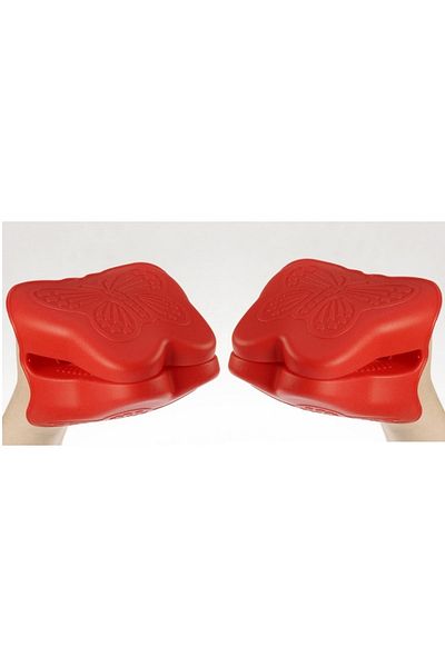Fame Kıtchen Un-228 Double Silicone Red Grip Glove with Butterfly Figure