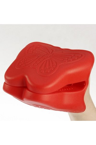 Fame Kıtchen Un-228 Double Silicone Red Grip Glove with Butterfly Figure