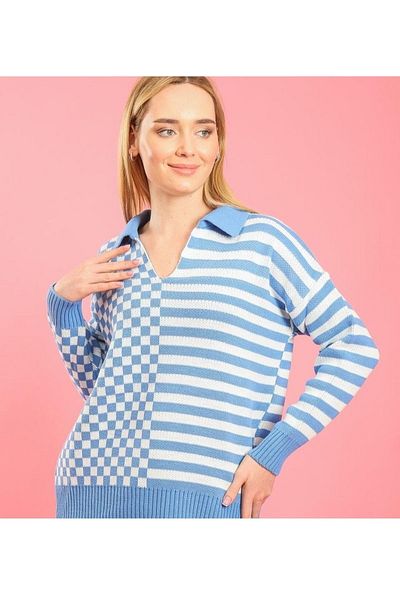 anne moda ankara Wide Mold Gros Tricotat Sport Buluz