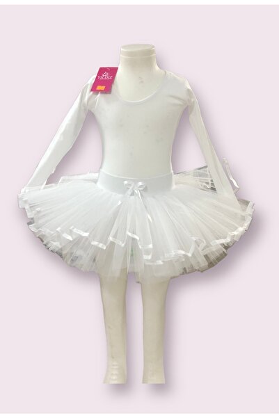 Yıldız Bale Kostüm ve Spor Ürünleri Λευκό μακρυμάνικο μαγιό μπαλέτου & φούστα...