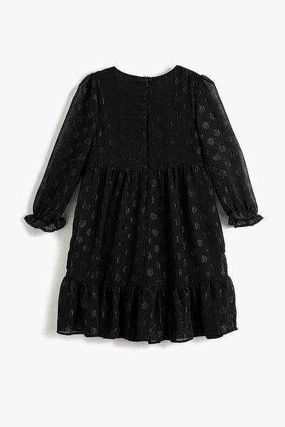 Koton Dress Tulle Shiny Long Sleeve Ruffle V-Neck