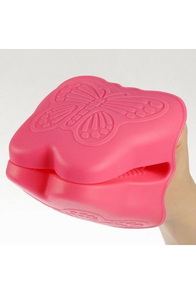 Fame Kıtchen Un-228 Double Silicone Pink Gripper Glove with Butterfly Figure