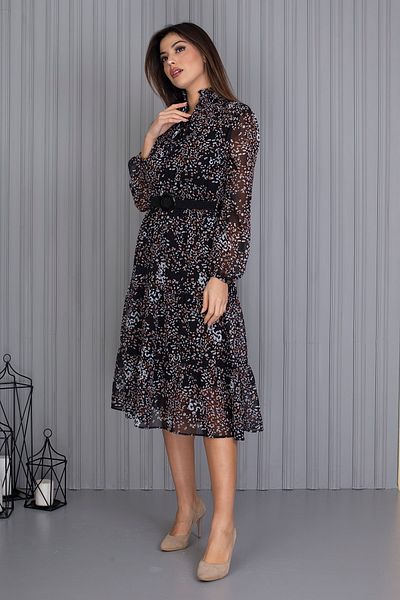 XXL BUTİK Rochie din șifon cu model, cu curea și umeri, Xap04