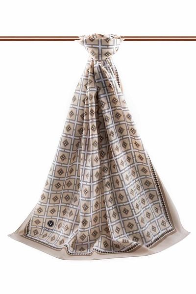 Vissona Γυναικείο σάλι πολυτελείας Medina Silk Beige-4