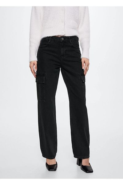 MANGO Woman Cargo Jean Pants with Pockets