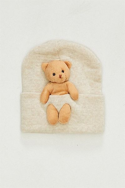 MİNİKO KİDS Unisex Teddy Bear Figured 1-4 Years Knitwear Beret