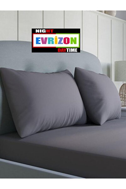 EVRİZON Set of 2 Anthracite Gray Zippered Pillowcases