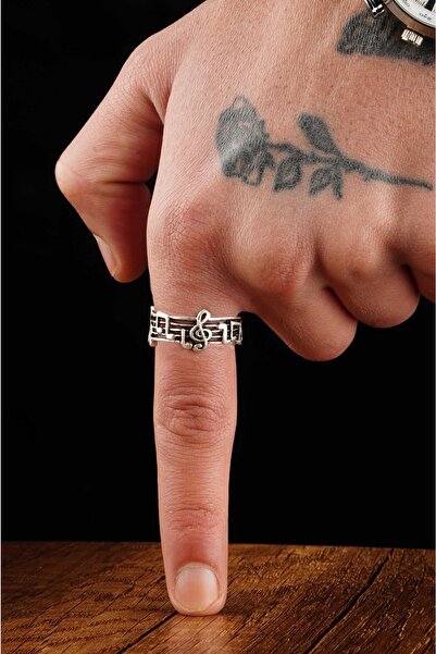 THE Gifts Unisex Gümüş Kaplama Sol Anahtarı Müzik Notası Melodi Ayarlanabilir...