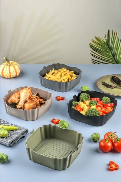 Mutfak Köşesi حاوية طهي من السيليكون لجهاز Airfryer متوافقة مع جميع أجهزة Airfryer