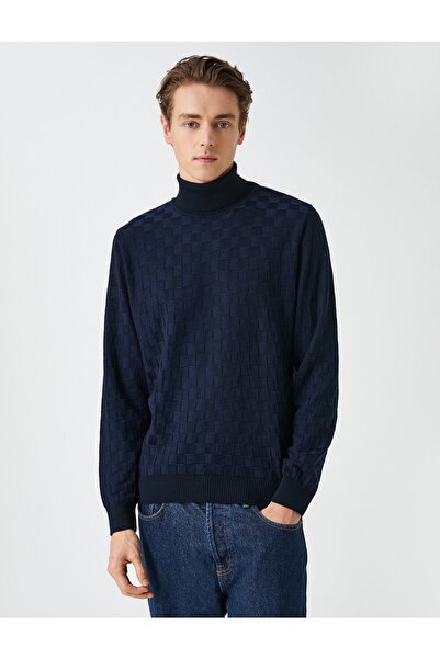 Koton Tricotaj Pulover cu guler rotit mânecă lungă in carouri