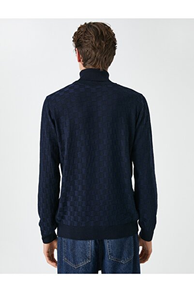 Koton Tricotaj Pulover cu guler rotit mânecă lungă in carouri