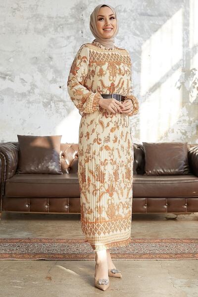 InStyle Tanya plisované šifónové šaty - oranžové