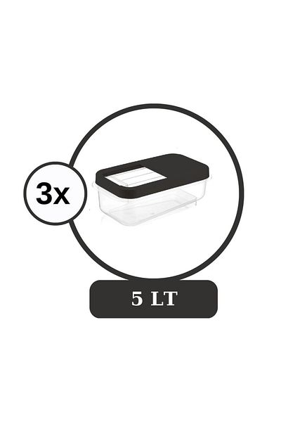 Flosoft Multibox 5 لتر حاوية تخزين الطعام مع غطاء منزلق مجموعة من 3 3x5 لتر مدخن