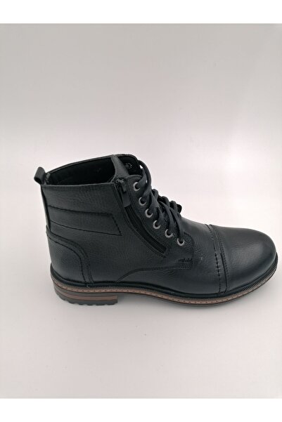 SOLMAZ 8021 Чорні шкіряні черевики на блискавці