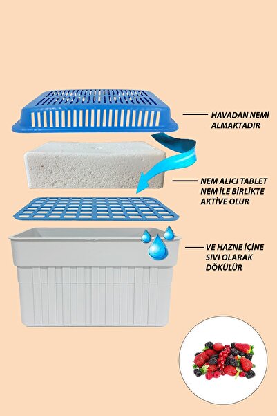 Saban 1 Kilogram Dikdörtgen, Kırmızı Meyve Kokulu - Nem Alıcı Aparat + Tablet