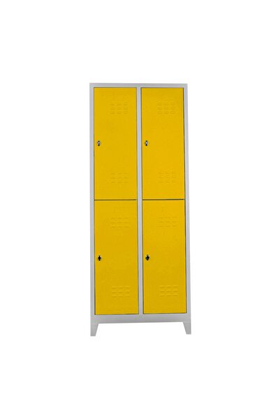 JESSAN OFİS Ofis 4 Lü Eko Soyunma Dolabı Gri-sarı
