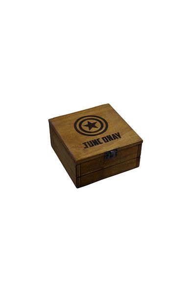 t tun's woods Κουτί δώρου Captain America Logo Ξύλινο Κουτί 15cmx15cm Πλάτος, 8cm Ύψος
