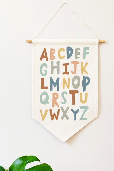 Miomundo لافتة حائط مطبوعة بأحرف ملونة ملحقات ديكور حائط غرفة الأطفال
