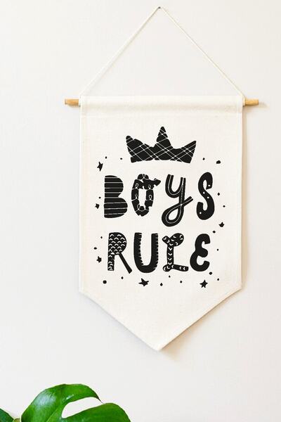 Miomundo لافتة حائط مطبوعة بقاعدة للأولاد، إكسسوار ديكور جدار غرفة الأطفال ال...