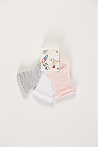 Forwena Baby Socks 3'lü Paket Bebek Renkli Pamuklu Lastiksiz Dikişsiz Soket Ç...