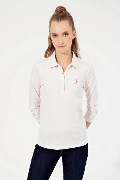 U.S. Polo Assn. Γυναικείο φούτερ με γιακά πόλο εκρού Basic