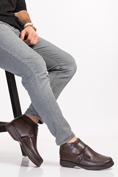 DİA COMFORT Erkek Diyabetik Tam Ortopedik Deri Bot Kahverengi
