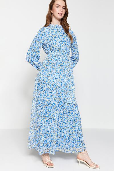 Trendyol Modest Φόρεμα υφασμένο με σιφόν με επένδυση από σιφόν TCTSS21EL3346