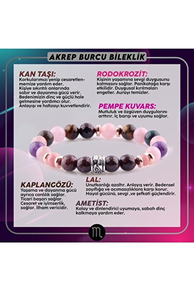 OSMANLI DOĞAL TAŞ Sertifikalı Akrep Burcu Doğal Taş Bileklik B019