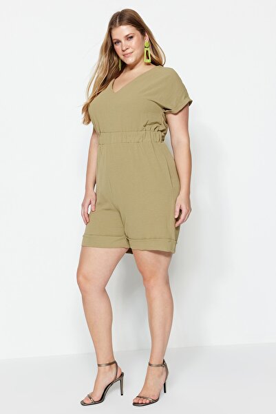 Trendyol Curve Plus Size Jumpsuit - Green - Relaxed fit
