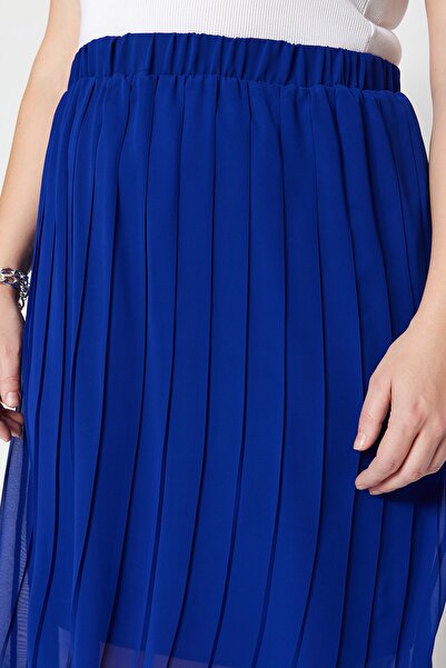 Trendyol Curve Kék rakott szőtt szoknya TBBSS23AZ00000