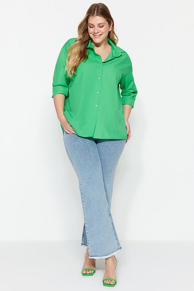 Trendyol Curve Plus Size Shirt - Green - Regular fit