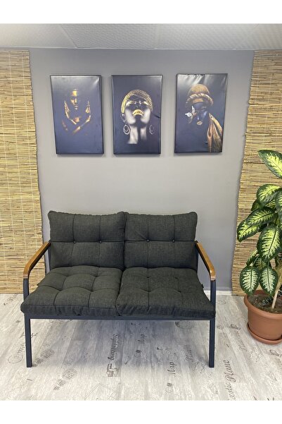 Dekoroom's Balkon, Bahçe, Cafe - Mobilya, Metal Koltuk Takımı - 2’li Antrasit