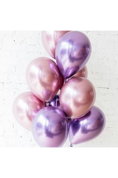 Çemrek Süs Parti Chrome Pink Chrome Purple Balloon 20 Pieces 12 Inch