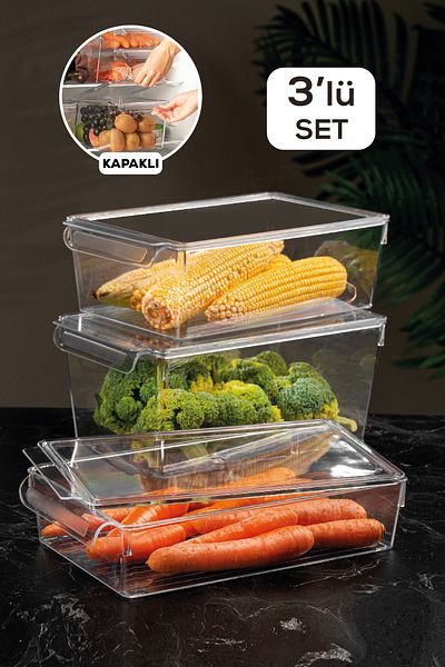 Meleni Home 3-Door Refrigerator Organizer Inside the Refrigerator Organizer Slim Maxi Mega